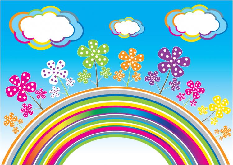 free vector Rainbow Clouds Vector flowers